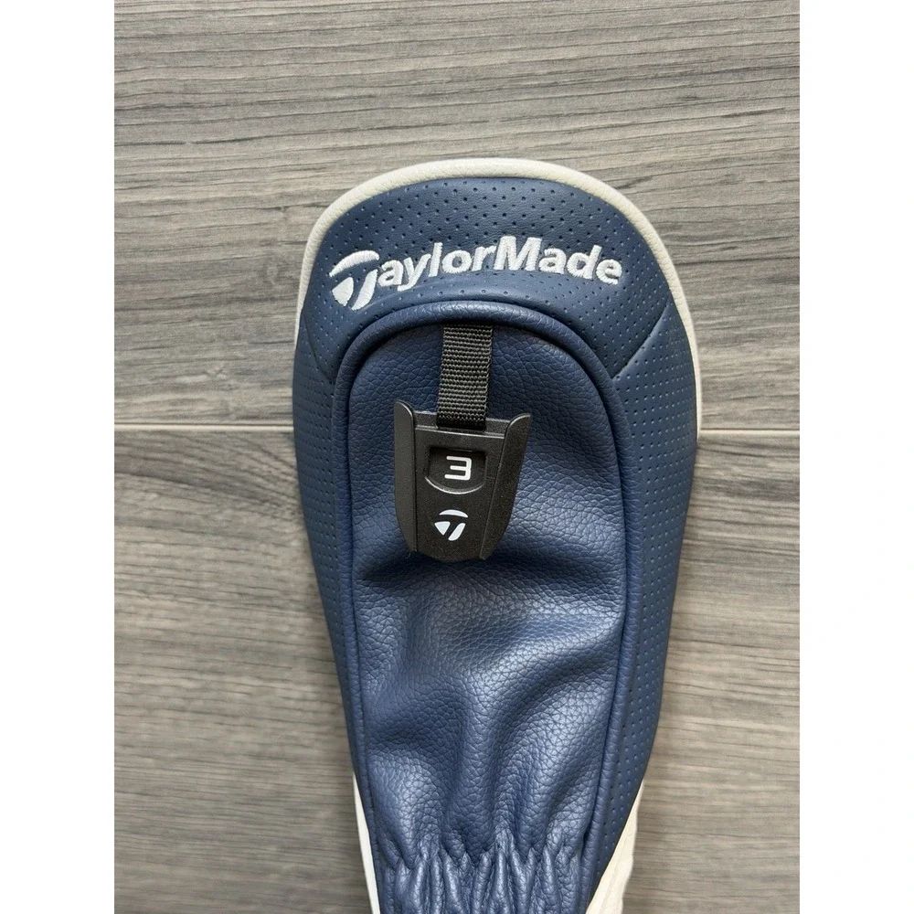 TaylorMade QI10 Wood Head Cover White Navy Blue Golf Synthetic Leather